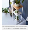 image:imageYAMAZAKI Home 2Tier Shelf Corner Display Side Table Steel  Wood White  Versatile twotier display shelf Spacesaving entryway or bedside console table ideal for humidifiers plants and booksWhite