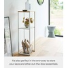 image:imageYAMAZAKI Home 2Tier Shelf Corner Display Side Table Steel  Wood White  Versatile twotier display shelf Spacesaving entryway or bedside console table ideal for humidifiers plants and booksWhite