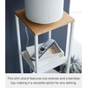image:imageYAMAZAKI Home 2Tier Shelf Corner Display Side Table Steel  Wood White  Versatile twotier display shelf Spacesaving entryway or bedside console table ideal for humidifiers plants and booksWhite