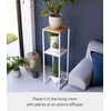 image:imageYAMAZAKI Home 2Tier Shelf Corner Display Side Table Steel  Wood White  Versatile twotier display shelf Spacesaving entryway or bedside console table ideal for humidifiers plants and booksWhite