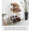 image:imageYAMAZAKI Home 4Tier Slim Metal Shoe Rack Narrow Shoe Organizer for Entryway Or Hallway Steel One Size White  Fourtier slim metal shoe rack and narrow shoe organizer Helps keep everyday spaces organized Suits modern home storageWhite