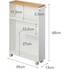image:imageYAMAZAKI Home Bathroom Cart Rolling Slim Utility Storage with Handle YellowWhite