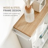 image:imageYAMAZAKI Home Bathroom Cart Rolling Slim Utility Storage with Handle YellowWhite