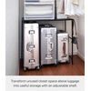 image:imageYAMAZAKI Home Expandable Closet Rack OverSuitcase Organizer Steel Black  Create storage space above luggage in your closet with this adjustable shelf Holds bins on top with a bar below for hangersBlack