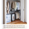 image:imageYAMAZAKI Home Expandable Closet Rack OverSuitcase Organizer Steel Black  Create storage space above luggage in your closet with this adjustable shelf Holds bins on top with a bar below for hangersBlack