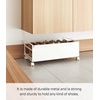image:imageYAMAZAKI Home Frame Rolling Shoe Rack Compact Entryway Or Bedroom Metal Shoe Organizer With Wheels Steel  Holds 4 Shoes 6 Heels  Compact shoe organizer on wheels for easy mobility Ideal for entryway or bedroom storage Easily roll under furnitureWhite