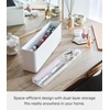 image:imageYAMAZAKI Home Nail Polish Organizer with Lid and Storage Tray Case White  Spacious nail care container with lid Slim storage case for nail polish Includes a builtin tray for nail care suppliesWhite