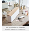 image:imageYAMAZAKI Home Nail Polish Organizer with Lid and Storage Tray Case White  Spacious nail care container with lid Slim storage case for nail polish Includes a builtin tray for nail care suppliesWhite