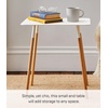 image:imageYAMAZAKI Home Plain Modern Rectangular Space Saving Side Table for Living Room Or Small Bedside Metal and Wood Accent End Table 20  Steel  Modern spacesaving design ideal for living rooms or small bedsides Beautiful metal and wood accent end table Saves spaceWhite