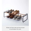 image:imageYAMAZAKI Home Plain Stackable Slim Shoe Rack 7  Steel  Holds Up To 4 Pairs Of Shoes Per ShelfBlack