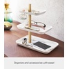 image:imageYAMAZAKI Home Rin 3Tier Accessory Tray  Jewelry Holder amp Storage Organizer Metal With Wooden Accent  SteelAsh