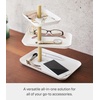 image:imageYAMAZAKI Home Rin 3Tier Accessory Tray  Jewelry Holder amp Storage Organizer Metal With Wooden Accent  SteelAsh