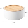 image:imageYAMAZAKI Home Rin Round Storage Case Snacks Toy Or Craft Supplies Holder Sewing Box Organizer Wooden Lid Tray  Tall  Steel  WoodAsh