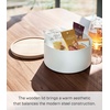 image:imageYAMAZAKI Home Rin Round Storage Case Snacks Toy Or Craft Supplies Holder Sewing Box Organizer Wooden Lid Tray  Tall  Steel  WoodAsh
