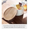 image:imageYAMAZAKI Home Rin Round Storage Case Snacks Toy Or Craft Supplies Holder Sewing Box Organizer Wooden Lid Tray  Tall  Steel  WoodAsh