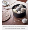 image:imageYAMAZAKI Home Rin Round Storage Case Snacks Toy Or Craft Supplies Holder Sewing Box Organizer Wooden Lid Tray  Tall  Steel  WoodWalnut
