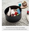 image:imageYAMAZAKI Home Rin Round Storage Case Snacks Toy Or Craft Supplies Holder Sewing Box Organizer Wooden Lid Tray  Tall  Steel  WoodWalnut