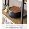 image:imageYAMAZAKI Home Rin Round Storage Case Snacks Toy Or Craft Supplies Holder Sewing Box Organizer Wooden Lid Tray  Tall  Steel  WoodWalnut
