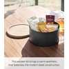image:imageYAMAZAKI Home Rin Round Storage Case Snacks Toy Or Craft Supplies Holder Sewing Box Organizer Wooden Lid Tray  Tall  Steel  WoodWalnut