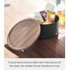 image:imageYAMAZAKI Home Rin Round Storage Case Snacks Toy Or Craft Supplies Holder Sewing Box Organizer Wooden Lid Tray  Tall  Steel  WoodWalnut