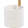 image:imageYAMAZAKI Home Rotating Jewelry Organizer 4Tier Storage Box Stacked Accessory Trays With Wooden Dowel  Small  Plastic  Wood  Rotating 4tier storage box with stacked accessory trays Plastic and wood construction featuring an elegant wooden dowelWhite