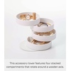 image:imageYAMAZAKI Home Rotating Jewelry Organizer 4Tier Storage Box Stacked Accessory Trays With Wooden Dowel  Small  Plastic  Wood  Rotating 4tier storage box with stacked accessory trays Plastic and wood construction featuring an elegant wooden dowelWhite