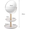 image:imageYAMAZAKI Home Round Standing Mirror with TwoTiered Accessory Trays Bathroom and Bedroom Organizer  Steel  Wood  Mirror Diameter 59 Inches  Features a rotating doublesided mirror with 1x and 3x magnification Sleek steel and wood construction Organize jewelryMirror