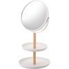 image:imageYAMAZAKI Home Round Standing Mirror with TwoTiered Accessory Trays Bathroom and Bedroom Organizer  Steel  Wood  Mirror Diameter 59 Inches  Features a rotating doublesided mirror with 1x and 3x magnification Sleek steel and wood construction Organize jewelryMirror