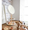 image:imageYAMAZAKI Home Round Standing Mirror with TwoTiered Accessory Trays Bathroom and Bedroom Organizer  Steel  Wood  Mirror Diameter 59 Inches  Features a rotating doublesided mirror with 1x and 3x magnification Sleek steel and wood construction Organize jewelryMirror