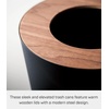image:imageYAMAZAKI Home Round Trash Can  Small Modern Home Wastebasket for Bathroom Kitchen Office Round Steel  Wood 185 gallons 7 liters Lid No Assembly ReqWalnut