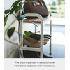 image:imageYAMAZAKI Home Shoe Organizer Bench with Wood Top Entryway Shoe Rack Black  Shoe organizer rack with a beautiful wooden bench top A smart fit for modern homes Helps keep everyday spaces organizedWhite