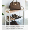 image:imageYAMAZAKI Home Shoe Organizer Bench with Wood Top Entryway Shoe Rack Black  Shoe organizer rack with a beautiful wooden bench top A smart fit for modern homes Helps keep everyday spaces organizedWhite