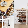 image:imageYAMAZAKI Home SixTier Shoe Organizer  Tall Slim Shoe Rack for Entryway or Closet Narrow Metal Shoe Storage with Wooden Top Modern SpaceSaving Design Steel Black Easy AssemblyWhite