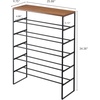 image:imageYAMAZAKI Home SixTier Shoe Organizer  Tall Slim Shoe Rack for Entryway or Closet Narrow Metal Shoe Storage with Wooden Top Modern SpaceSaving Design Steel Black Easy AssemblyBlack