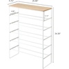 image:imageYAMAZAKI Home SixTier Shoe Organizer  Tall Slim Shoe Rack for Entryway or Closet Narrow Metal Shoe Storage with Wooden Top Modern SpaceSaving Design Steel Black Easy AssemblyWhite