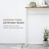 image:imageYAMAZAKI Home Slim Console Table  Narrow Entryway Table 24 Inch with Hooks UltraShallow Skinny Table for Small Spaces Modern White Narrow Console Table Steel  Wood Easy Assembly  Ultrashallow skinny console table for small spaces 24inch Adds practical everyday storage Keeps essentials organizedWhite