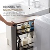 image:imageYAMAZAKI Home Slim Rolling Storage Cart  Narrow Kitchen Storage Cabinet with Handle Slim Storage Cart with Wheels Easy Assembly 32  Steel Black