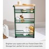 image:imageYAMAZAKI Home Slim Rolling Storage Cart  Narrow Kitchen Storage Cabinet with Handle Slim Storage Cart with Wheels Easy Assembly 32  Steel Forest Green