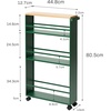 image:imageYAMAZAKI Home Slim Rolling Storage Cart  Narrow Kitchen Storage Cabinet with Handle Slim Storage Cart with Wheels Easy Assembly 32  Steel Forest Green