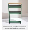 image:imageYAMAZAKI Home Slim Rolling Storage Cart  Narrow Kitchen Storage Cabinet with Handle Slim Storage Cart with Wheels Easy Assembly 32  Steel Forest Green