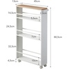 image:imageYAMAZAKI Home Slim Rolling Storage Cart  Narrow Kitchen Storage Cabinet with Handle Slim Storage Cart with Wheels Easy Assembly 32  Steel White