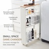 image:imageYAMAZAKI Home Slim Rolling Storage Cart  Narrow Kitchen Storage Cabinet with Handle Slim Storage Cart with Wheels Easy Assembly 32  Steel White