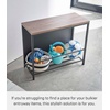 image:imageYAMAZAKI Home Storage Bench Entryway Mudroom Shelf with Wood Bench Black  Metal entrance mudroom storage shelf rack for slippers shoes boots or bags Designed for convenient home organizationBlack