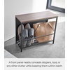 image:imageYAMAZAKI Home Storage Bench Entryway Mudroom Shelf with Wood Bench Black  Metal entrance mudroom storage shelf rack for slippers shoes boots or bags Designed for convenient home organizationBlack