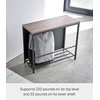 image:imageYAMAZAKI Home Storage Bench Entryway Mudroom Shelf with Wood Bench Black  Metal entrance mudroom storage shelf rack for slippers shoes boots or bags Designed for convenient home organizationBlack