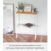 image:imageYAMAZAKI Home Tosca Narrow Living Room End Table  Slim Side Storage Shelf Stand Furniture Metal and Wood Modern Skinny Accent Table 22  Steel  Wood  Slim side storage shelf stand End table featuring durable metal and wood construction Undershelf for extra storageWhite