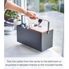 image:imageYAMAZAKI Home Tower Large Makeup Organizer Cosmetic Caddy With Handle Vanity Storage Drawer With Lid  Steel  WoodBlack