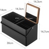 image:imageYAMAZAKI Home Tower Large Makeup Organizer Cosmetic Caddy With Handle Vanity Storage Drawer With Lid  Steel  WoodBlack