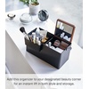 image:imageYAMAZAKI Home Tower Large Makeup Organizer Cosmetic Caddy With Handle Vanity Storage Drawer With Lid  Steel  WoodBlack