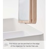 image:imageYAMAZAKI Home Tower Large Makeup Organizer Cosmetic Caddy With Handle Vanity Storage Drawer With Lid  Steel  WoodWhite